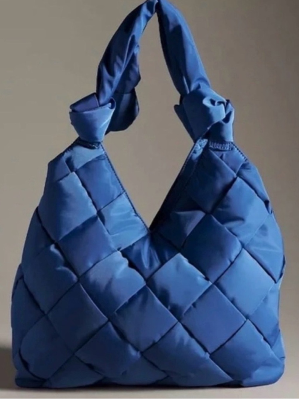 Urban Originals Quilted Blue Knotted-Handle Shoulder Bag